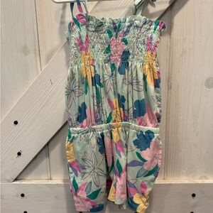Tea Collection Green and Pink Jumpsuit with Floral Design